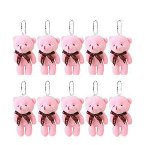 COUPLECOL 10Pcs Động vật hoạt hình Gấu bông nhỏ Được nhồi bông. Móc khóa Búp bê gấu bông Móc khóa xe hơi Mềm mại Móc khóa hình gấu bông trắng. Đồ trang trí cho cặp sách.
