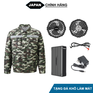 [GIẢM GIÁ] Bộ Áo Điều Hòa Nhật Bản Áo Khoác Quạt Gió Chính Hãng Pin Dung Lượng 50.000mAh Quạt Không Chổi Than 12V Chạy 13-17 Tiếng Liên Tục Tặng Đá Khô Bảo Hành 12 Tháng