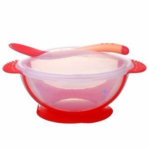 ชุดชามข้าวเด็ก ชามเด็ก ชุดชามก้นดูด ช้อนซิลิโคน (เปลี่ยนสีได้) อุปกรณ์ทานอาหารของเด็ก ของใช้เด็กอ่อน WD043