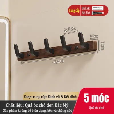 Móc gỗ óc chó MEIDOO Thanh móc treo đồ chịu lực siêu dính móc áo mũ kiểu treo tường