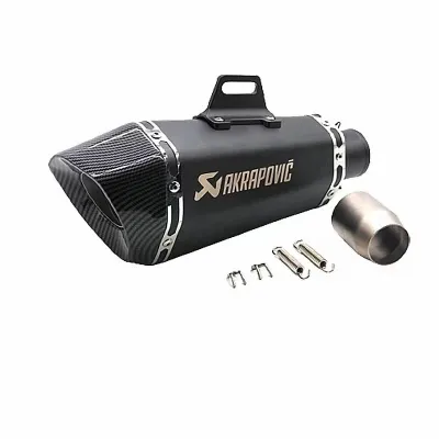 38-51mm Universal AKRAPOVIC Motorcycle Exhaust Pipe Carbon Fiber Type Muffler Canister Pipe Tailpipe 370mm Length Include Silencer