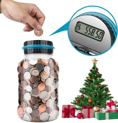 Digital Coin Piggy Bank Big Piggy Bank Digital Counting Coin Bank for Kids Adults Boys Girls as Gift on Christmas Birthday New Years Day Powered by 2AAA Battery (Not Included)