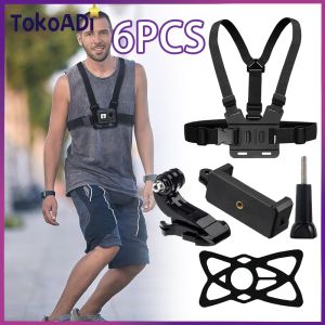 Chest Strap Tali Dada Handphone & Mount Kamera Body Belt Holder HP Clip Clamp Smartphone 6 in 1