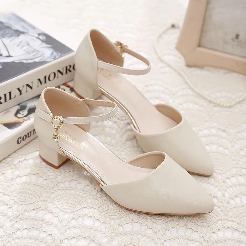 Hot sale Summer Women Shoes Dress Shoes mid Heel Square head