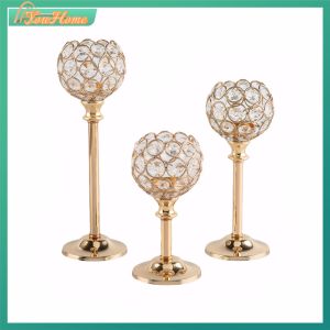 Set of 3 Metal Crystal Bowl Candelabras with Tall Votive Candle Holders for Classic Home Décor Themes