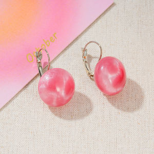 Fashionable Ring Gift s925糖果色亚克力晕染圆形耳钉简约时尚耳环清新通勤百搭耳饰批发