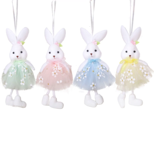 4Pcs Pack Dress Holiday Bunnies Ornaments Colorful Hanging Decorations for Holiday Parties and Celebration
