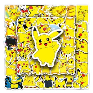 54pcs Animated Pokemon Pikachu Anime Stickers Cartoon Cute Stickers Waterproof For DIY Phones Laptop Notebook Guitar Bike Car Helmet Decoration Decal Luggage Kid Toys