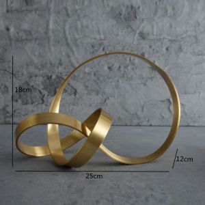 FFBH Creative Gold Crafts Knot Golden Line Hollow Out Metal Figurine Winding Rope Decorative Figurines Home Decoration Accessories M2Y9R