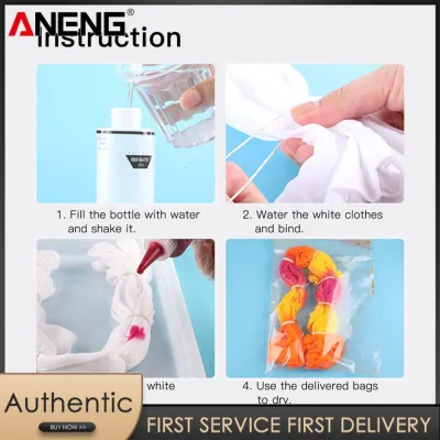 ANENG 5 Colors DIY Tie Dye Kits Fabric Dye Set Fabric Paint 120ml/bottle with Rubber Bands Gloves Self-Sealing Bag Apron for Kids Adults (Color Random Deliver)