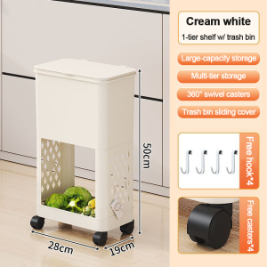 2/3 Layer Kitchen Trash Can With Storage Rack Floor Standing Classified Garbage Can Movable Large