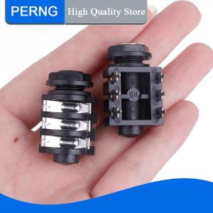 [PERNG] Tehe 5PCS Stereo Type Audio Jack PCB Panel Mount 6 Pin 1 4 6.35mm Dual Channel Female Stereo Headphone Jacks Socket Phone Jack