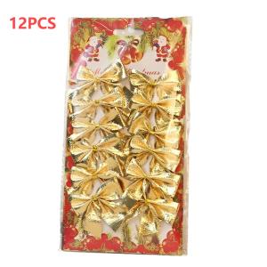 12PCS Christmas Tree Bows Ornaments Christmas Bows Tree Topper Mini Hanging Christmas Bows Decorations for Xmas Holiday Party Decor