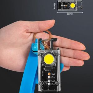 Gantungan Kunci lampu kerja COB saku portabel lampu luar ruangan isi ulang USB tenaga surya