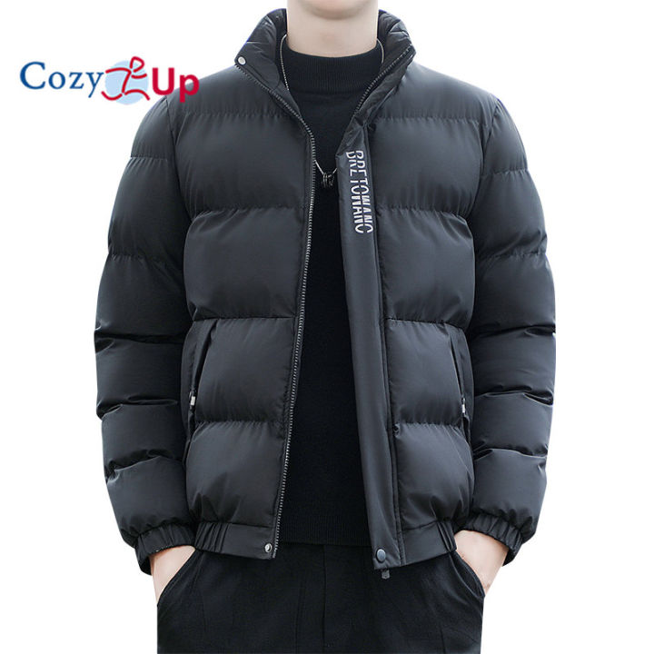 Cozy Up Long Sleeve Winter Jackets Solid Color Slim Fit Thick Warm Comfort  Men