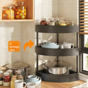 Corner Shelf 2/3 Tier Rustic Bathroom Organizer Iron Countertop Storage for Kitchen Spice Rack Vanity & Sink Cabinet