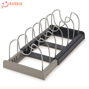 Kệ để xoong nồi chảo dụng cụ nhà bếp có thể điều chỉnh độ dài cả kệ hoặc từng khoang