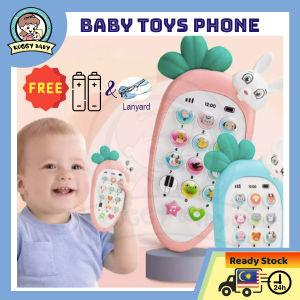 KOGGY Baby Cell Phone Toy for Learning and Play Early Education Telephone with Silicone Cover Music Lights for 0-1 Year Old Kids Birthday gift with lanyard Baby Infant Toddler and Kids Pretend Play Birthday Gift. Perfect for Holiday T
