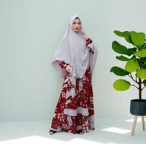 New Gamis Syari Seply Misha 44 Misha 044 Maroon Gamis Set Hijab Wolfis Premium