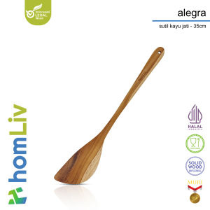 homLiv Sutil Kayu Jati 35 Cm Alegra Teak Wood Alat Masak Foodgrade 07257