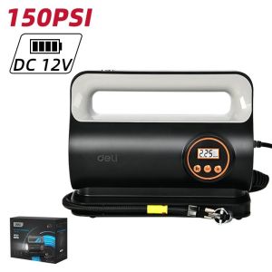 Máy Bơm Lốp Xe Tự Động Ngắt 80W Bơm 22L/phút Chống Ồn Deli - Bảo Hành 12 Tháng - Cắm nguồn 12V