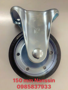 Bánh xe chất liệu cao su 150 mm cố định Nansin Nhật dùng lắp xe đẩy di chuyển nhẹ nhàng êm ái tại Máy NTT