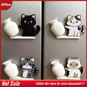 【COD】🔥🔥🔥 Cat Pushing Vase Refrigerator Magnets Home Decor Fridge Magnet Cat Whisker Collection Memorial Box Home Office Decor For Gift