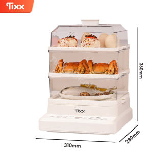 Tixx 3-Layer Electric Food Steamer 34L Electric Cooker Smart Timer For Cooking Fast Heating Nested Basket Trays