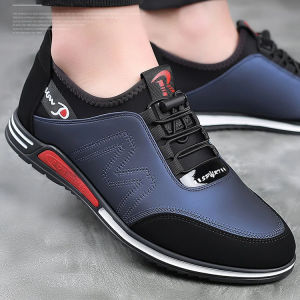 Mens spring and autumn new low top four seasons casual shoes Korean style trendy students plus velvet sneakers mens sports cotton leather shoes