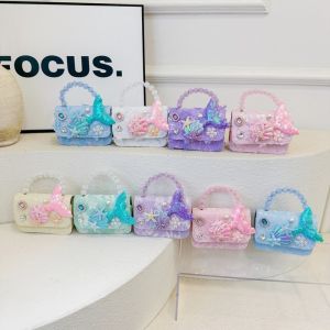 ANANAA Ngọc trai Túi đeo vai trẻ em Dây đeo loại Polyester Túi đeo chéo dây xích Dễ thương Hình vuông Túi xách ngọc trai Cô gái