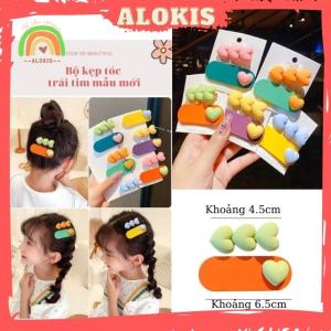 Kẹp Tóc Mái Hàn Quốc - Cute Phụ Kiện Cho Bé Gái - Họa Tiết Trái Tim Sắc Màu - Mẫu Hot Trend - Alokis