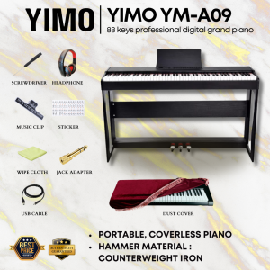 YM Hammer Action 88Keys Digital Piano Comes with Wood Stand & 3 Pedal YM-A09 Keybaord & Piano