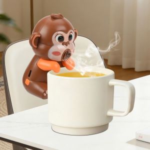 CHARRISSA Clip On Design Monkey Hanging Cup Fan 3 Speed Adjustable Quiet Operation USB Rechargeable Fan Cooling Fan Pet Style Portable Fan Use