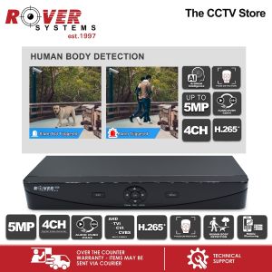 Rover Systems 4 Channel DVR 5MP-N XVI 6 in 1 Digital Video Recorder for CCTV Camera | 4CH DVR | Face Detection Face Search Human Detection