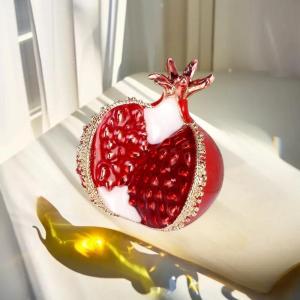 Hmeme Màu Đỏ Men Mở Dây Lựu Trâm Cài Phụ Nữ Giản Dị Đảng Trang Sức Phụ Kiện Cây Trái Cây Pins Huy Hiệu Quà Tặng Mới