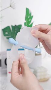 Dr.isla Teether For Baby BPA Free Silicone Dinosaur Teether Blue Pink with Storage YJ15