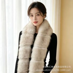 COUPLECOL Thick Fluffy Scarf Warm Imitation Mink Fur Shawl Wrap Elegant Soft Texture Long Faux Fur Scarf Daily