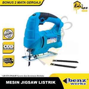 BENZ WERKZ Mesin Gergaji Jigsaw GRATIS 2 Mata Besi Kayu Mesin Potong Kayu Besi Jigsaw 65mm Electric