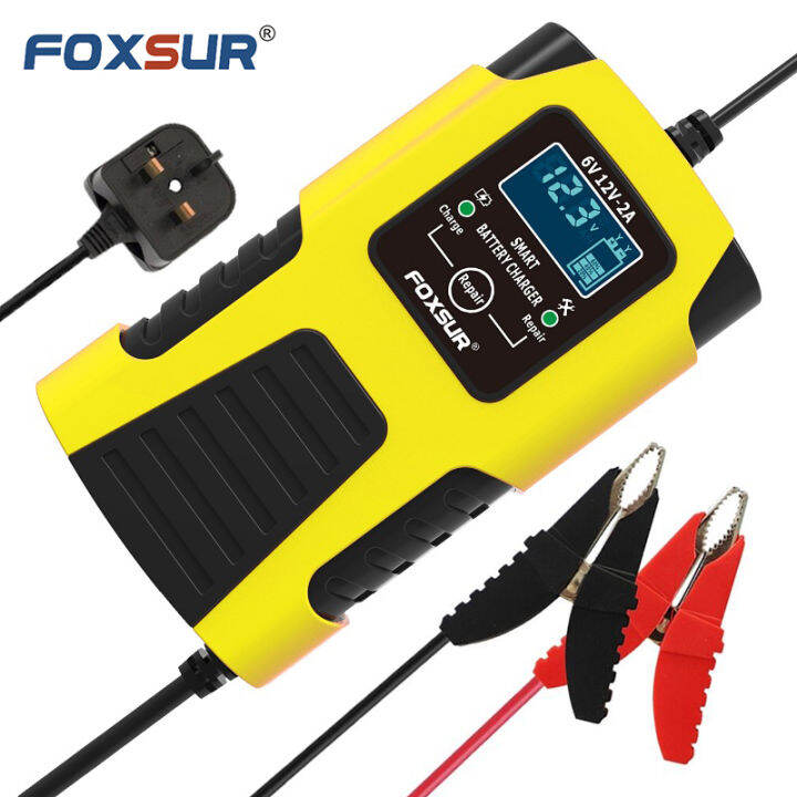 FOXSUR Motorcyle Battery Charger 6V/12V 2A Full Intelligent Repair ...