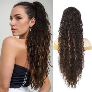 GONOVO STUDIO Ombre Claw Clip Ponytail Wig Corn Perm Ponytail Extension Pony Tail Hairpiece Hair Accessories Drawstring Long Wavy Curly Ponytail for Women