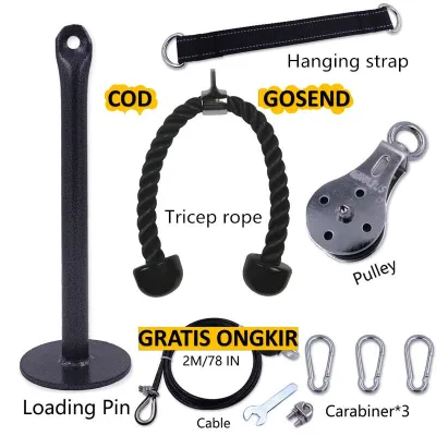 Katrol Gym Set Fitness Rumahan DIY Pulley Cable Machine Arm Bicep Equipment 2M