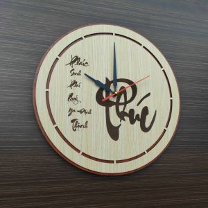 Đồng hồ gỗ treo tường chất liệu gỗ máy kim trôi thiết kế in theo yêu cầu decor trang trí nhà và quán cafe