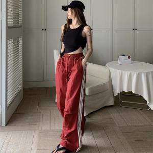 Seluar Sukan Gaya Longgar Sesuai untuk Tarian Jalanan dan Seluar P.E. Seluar Kargo Fabrik Seluar Tinggi dan Kurus Rupa Selesa Pinggang Bergetah Tali Serut Pakaian Gaya Payung