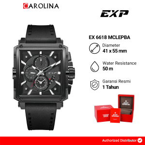 Jam Tangan Pria Expedition Chronograph EXP EX 6618 MCLEPBA Black Dial Black Leather Strap