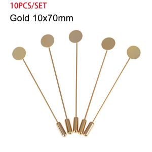 EASYEAH 10pcs/set Gold and Silver Diy Craft Jewelry Making Cabochon Tray Brooches Accessories Cameo Pin