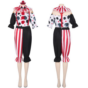 Adult Halloween Circus Joker Cosplay Costume Pennywise Clown Jumpsuit With Hat Ghost Joker Funny Stage Costumes For Kids Boy Girls