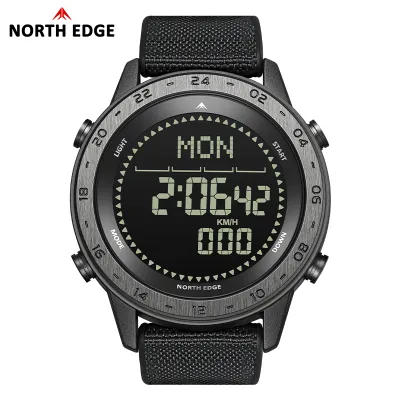 NORTH EDGE TANK 3 Mens Outdoor Watch EDC Gear Compass Waterproof 50M Metronome Pedometer Stainless Steel Case Alarm Stopwatch Countdown Military Style Digtal Watch Sports Watch