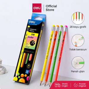 Deli Pensil Kayu 2B Mudah diraut dengan penghapus bebas racun EU51800