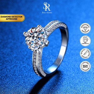 RoyStone - Cincin Wanita Moissanite Sertifikat GRA Original Lapis Emas - Jasmine Ring