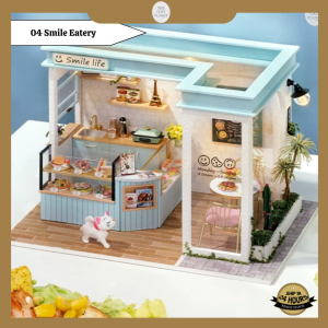 [Ready Stock] [Shop Series] DIY Dollhouse Miniature Kit Miniature Furniture with Dust Cover LED Light Wooden Mini House Mini Shop Cafe Bakery Cute Cheap Decoration Birthday Gift Door Gift Puzzle Handcrafted Handmade Educational Toys for Kids Girls Boys